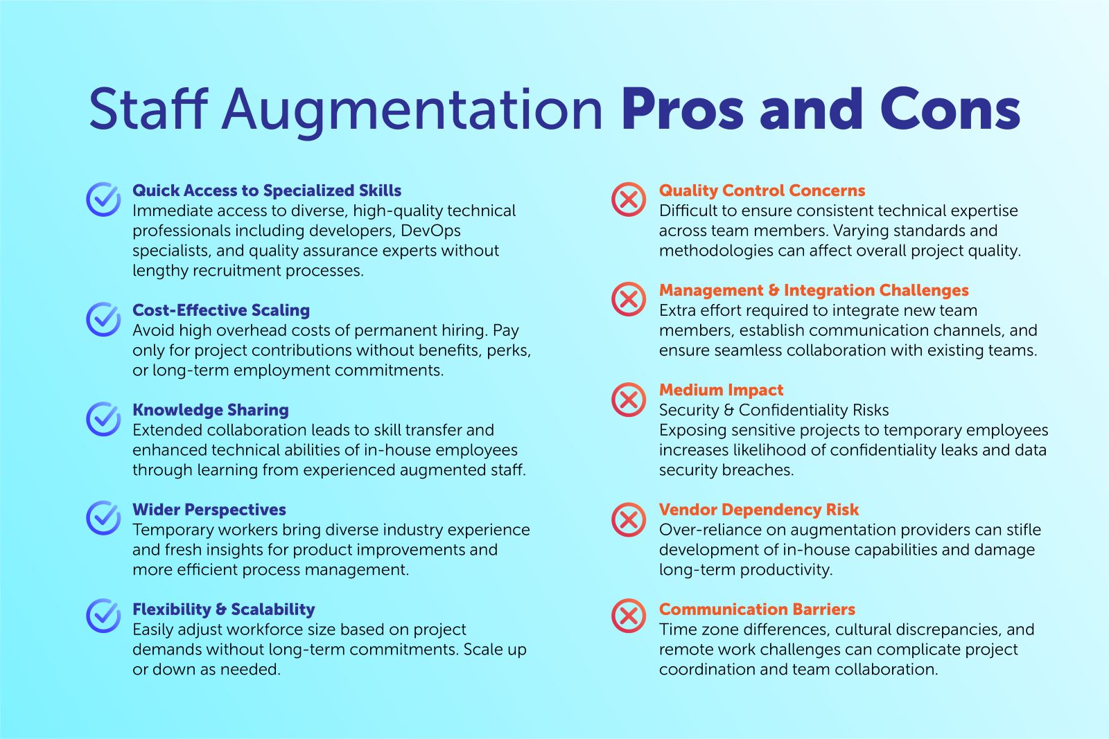 Staff Augmentation Pros and Cons
